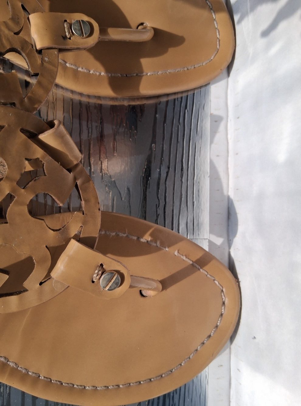 Tory Burch Miller Leather Thong Sandals in Tan - Picture 2 of 6